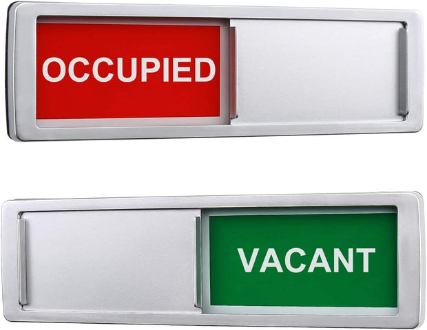 Privacy Sign, Vacant Occupied Sign for Home Office Restroom Conference Hotels Hospital, Slider Door Indicator Tells Whether Room Vacant or Occupied, 7'' X 2'' - Silver