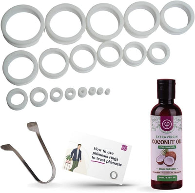 Introducing: "Ultimate Phimosis Stretching Kit - 20 Rings Set with Applicator Tool and Step-by-Step Guide!"
