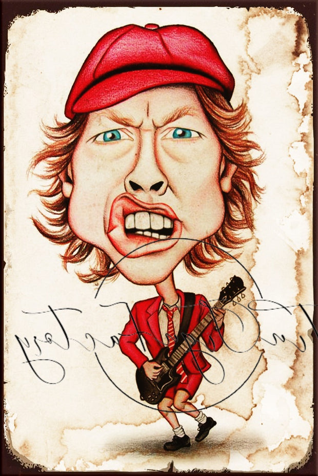 ACDC CARICATURE Retro/ Vintage Tin Metal Sign Man Cave, Wall Home Décor, Shed-Garage, and Bar