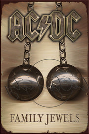ACDC FAMILY JEWELS Retro/ Vintage Tin Metal Sign Man Cave, Wall Home Décor, Shed-Garage, and Bar