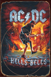 ACDC HELLS BELLS Rustic Look Vintage Shed-Garage and Bar Man Cave Tin Metal Sign