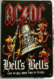 ACDC Rustic Look Vintage Tin Metal Sign Man Cave, Shed-Garage and Bar