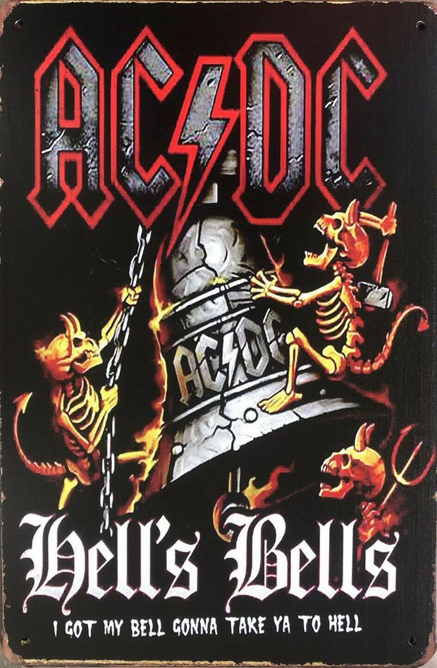 AC/DC Memorabilia Garage Rustic Vintage Metal Tin Signs Man Cave Shed and Bar Sign