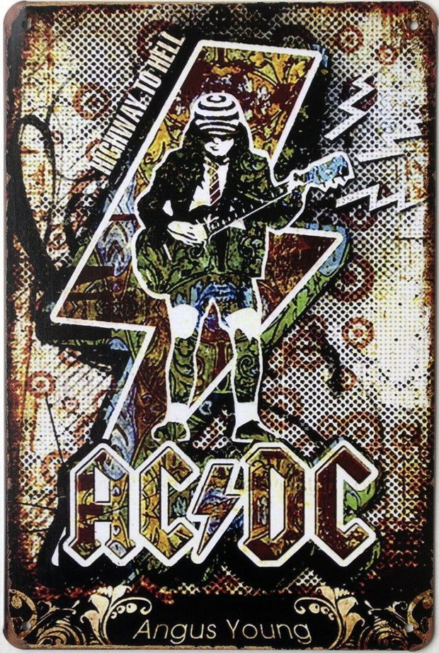 AC/DC Memorabilia Garage Rustic Vintage Metal Tin Signs Man Cave Shed and Bar Sign