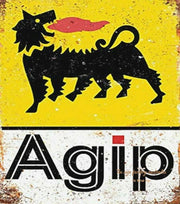 AGIP FUEL OIL Retro Rustic Look Vintage Tin Metal Sign Man Cave, Shed-Garage, and Bar