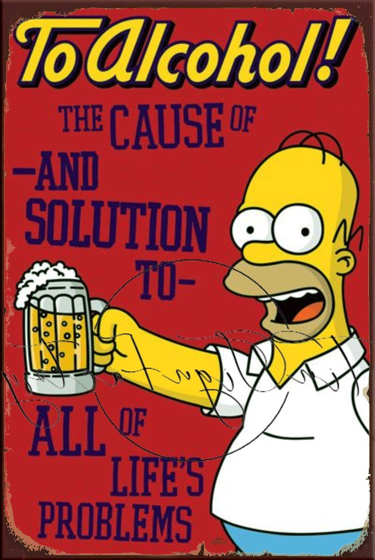 ALCOHOL IS A SOLUTION Retro/ Vintage Tin Metal Sign Man Cave, Wall Home Décor, Shed-Garage, and Bar