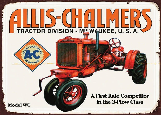 ALLIS-CHALMERS TRACTOR DIVISION Retro Rustic Look Vintage Tin Metal Sign Man Cave, Shed-Garage, and Bar