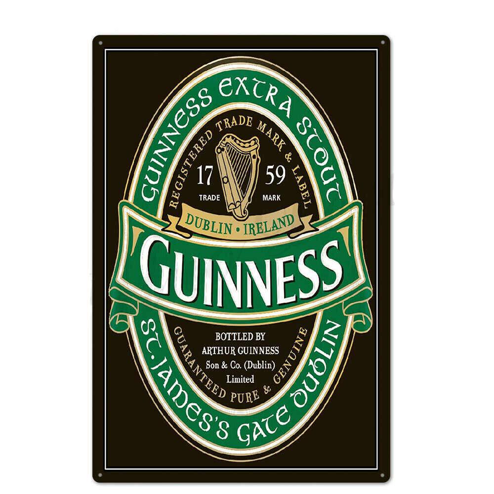 Guinness Extra Stout Tin Sign – Vintage Beer Metal Sign – 20×30cm Wall Decoration for Home Bar, Pub or Man Cave - Tin Sign Factory Australia