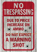 DO NOT EXPECT WARNING SHOT Funny NO TRESPASSING Tin Metal Sign Man Cave, Shed-Garage & Bar Sign