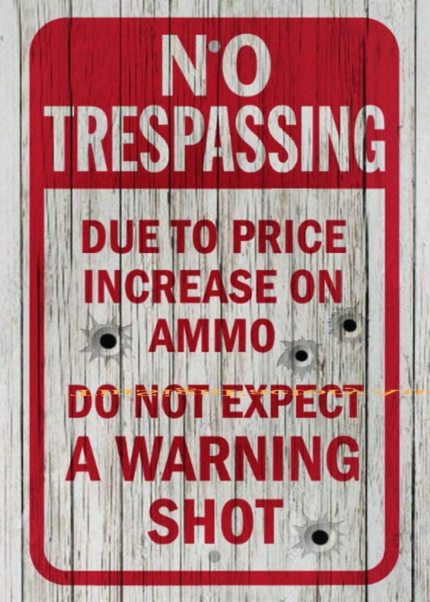 DO NOT EXPECT WARNING SHOT Funny NO TRESPASSING Tin Metal Sign Man Cave, Shed-Garage & Bar Sign
