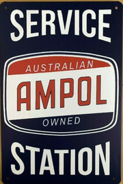 AMPOL SERVICE Garage Rustic Look Vintage Tin Signs Man Cave, Shed and Bar Sign,