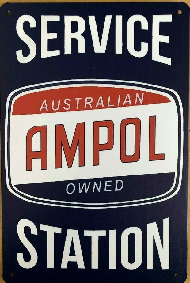 AMPOL SERVICE Garage Rustic Look Vintage Tin Signs Man Cave, Shed and Bar Sign,