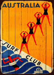 AUSTRALIA SURF CLUB Vintage Retro Rustic Wall Decorative Plaques Metal Tin Sign
