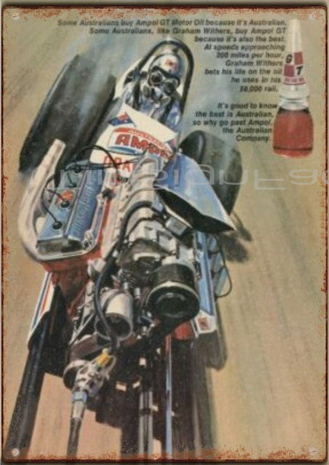 AUSTRALIAN AMPOL GT MOTOR OIL Retro/Vintage RUSTIC Garage Home Garage Wall Décor Café Resto Bar Tin Metal Sign