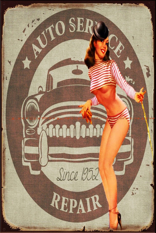 AUTO SERVICE SINCE 1952 Vintage Retro Rustic Shed Garage Man Cave Metal Sign