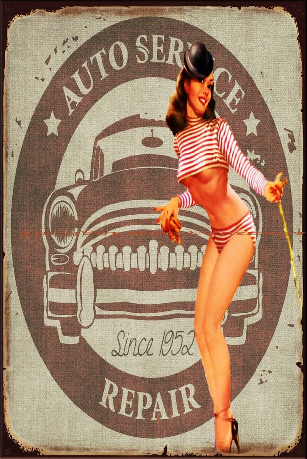 AUTO SERVICE SINCE 1952 Vintage Retro Rustic Shed Garage Man Cave Metal Sign