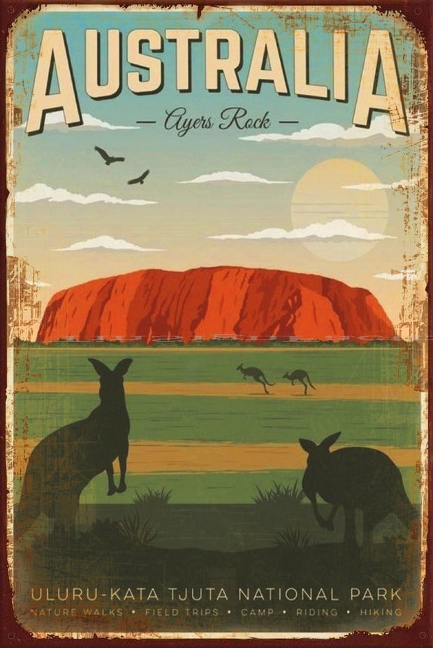AUSTRALIA AYERS ROCK Vintage Retro Rustic Garage Man Cave Metal Sign