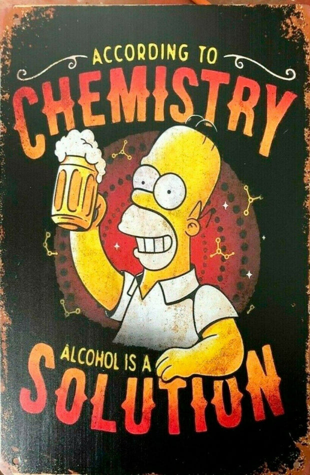 According To Chemistry tin metal sign MAN CAVE brand new