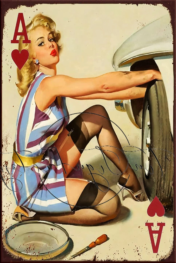 ACE OF HEARTS Retro/ Vintage Tin Metal Sign Man Cave, Wall Home Décor, Shed-Garage, and Bar