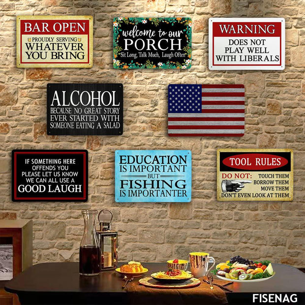 Alcohol Tin Signs Vintage Metal Tin Sign Wall Plaque Poster Cafe Bar Pub Beer Wall Home Decor Kitchen Tin Sign