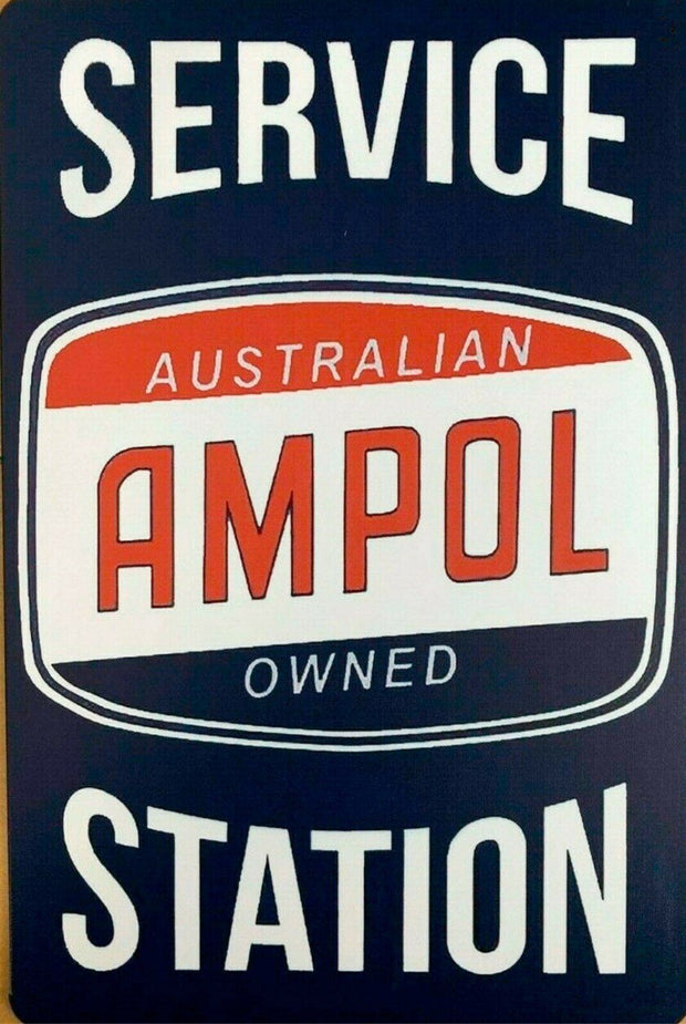 Ampol Australian owned service station tin metal sign MAN CAVE