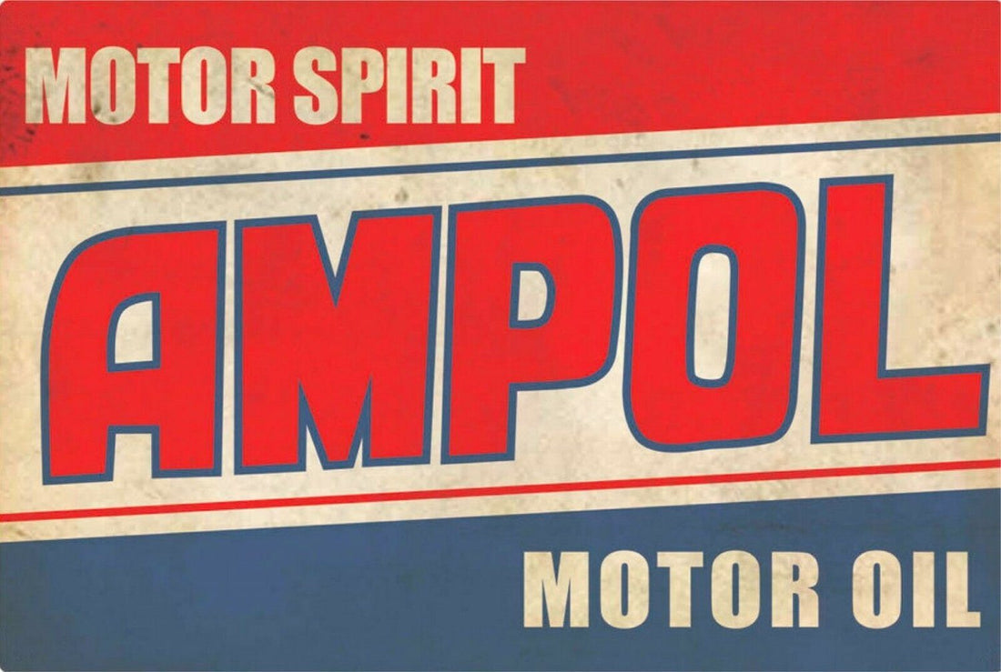 Ampol Australian owned service station tin metal sign MAN CAVE