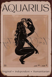 AQUARIUS POSTER Retro/ Vintage Tin Metal Sign Man Cave, Wall Home Décor, Shed-Garage, and Bar
