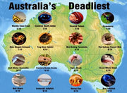 TOP DEADLIEST ANIMALS IN AUSTRALIA Retro/ Vintage Tin Metal Sign Man Cave, Wall Home Decor, Shed-Garage, and Bar
