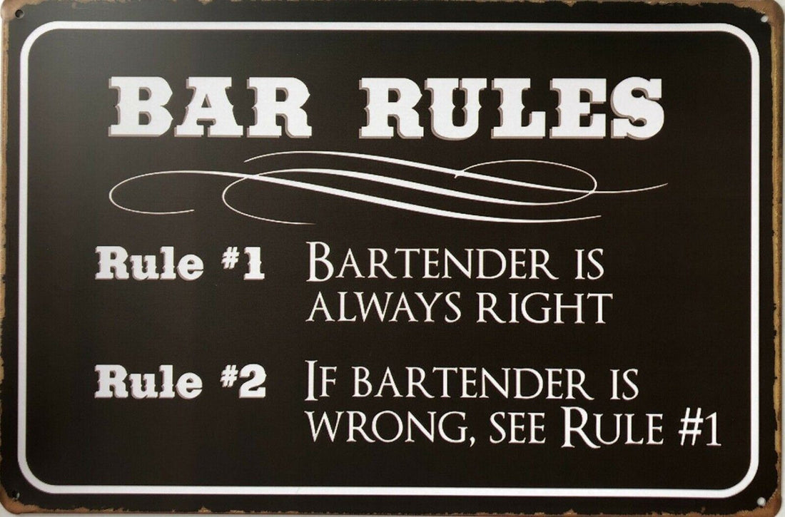 BAR RULES Man Cave Garage Rustic Vintage Metal Tin Signs Man Cave, Shed and Bar - Tin Sign Factory Australia