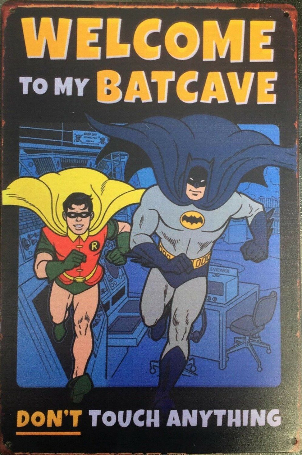 BATCAVE Garage Retro Vintage Metal Tin Sign Rustic Look .. AU SELLER - Tin Sign Factory Australia