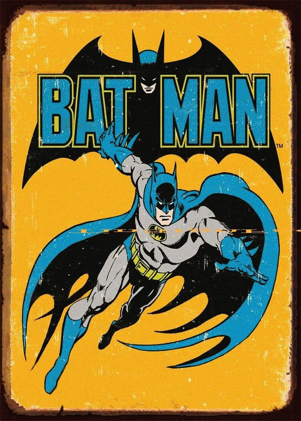 BATMAN COLLECTIBLE SUPERHERO Rustic Look Vintage Tin Metal Sign Man
