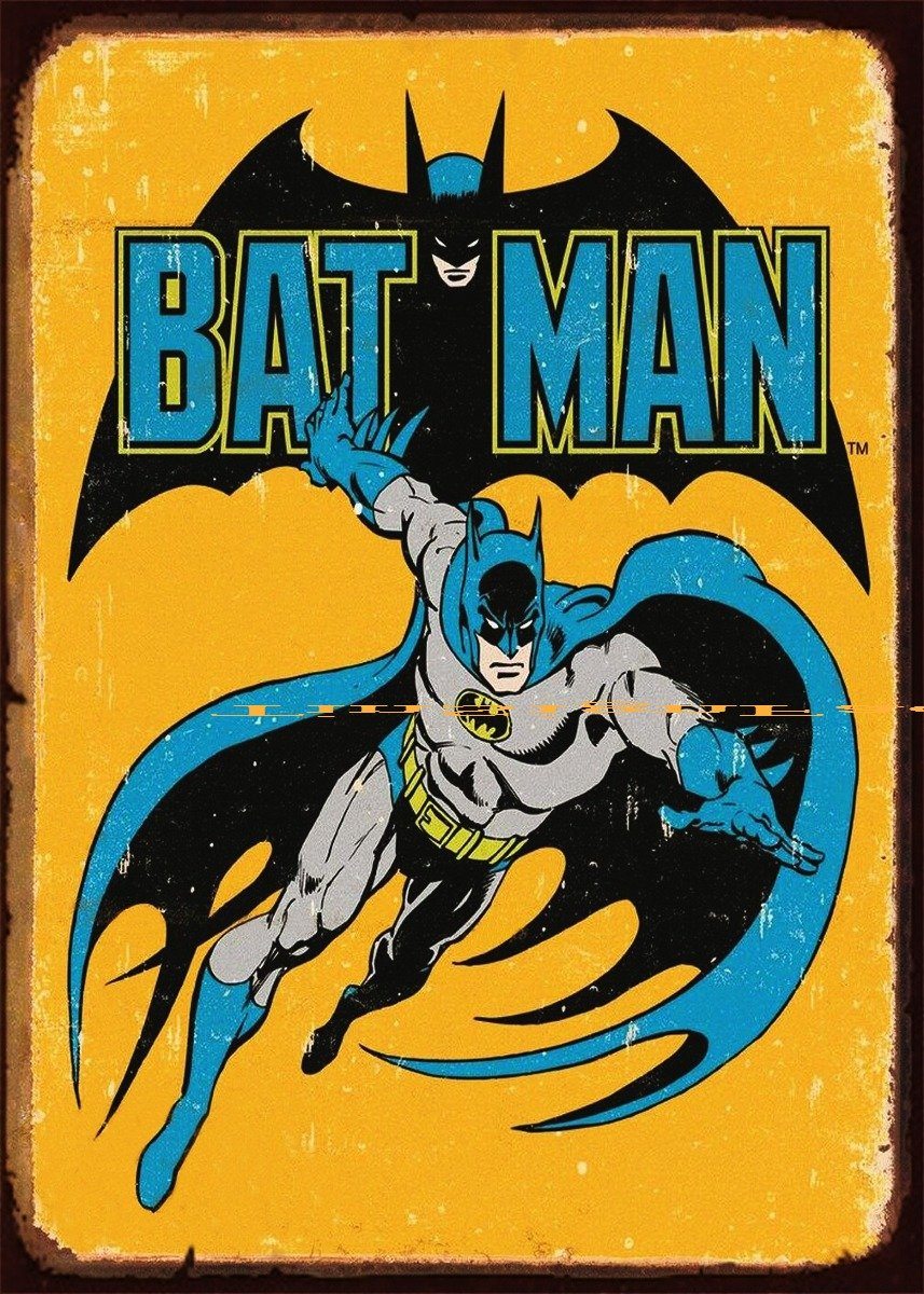 BATMAN COLLECTIBLE SUPERHERO Rustic Look Vintage Tin Metal Sign Man