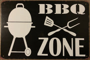 BBQ ZONE Garage Rustic Vintage Metal Tin Signs Man Cave, Shed, Bar and Home decor