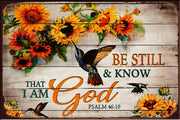 BE STILL I AM GOD Vintage Retro Rustic Wall Bar Pub Plaques Man Cave Metal Sign