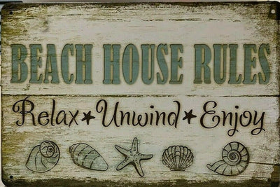 BEACH HOUSE Rustic Vintage Retro Tin Signs Man Cave, Shed and Bar -Garage Sign