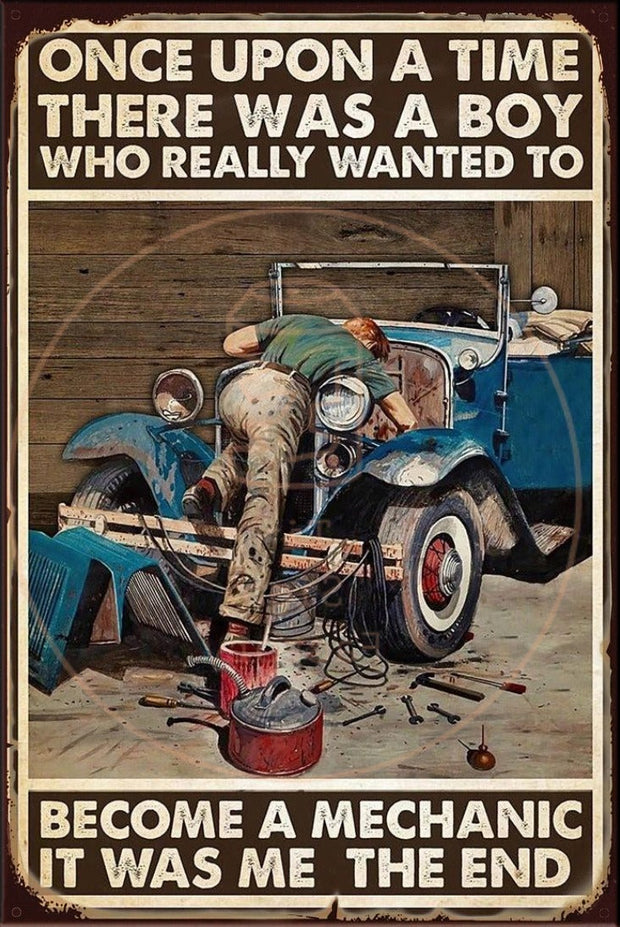 BECOME A MECHANIC Rustic Look Vintage Shed-Garage and Bar Man Cave Tin Metal Sign