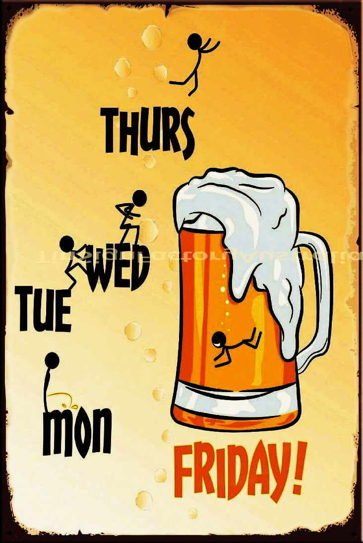BEER WEEKLY SCHEDULE Vintage Retro Rustic Wall Décor Bar Pub Man Cave Metal Sign