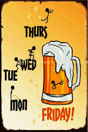 BEER WEEKLY SCHEDULE Vintage Retro Rustic Wall Décor Bar Pub Man Cave Metal Sign