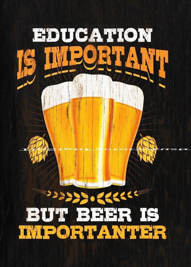 BEER IS IMPORTANTER Funny Tin Metal Sign Man Cave, Shed-Garage & Bar Sign