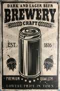 BEER BREWERY GARAGE Rustic Look Vintage Metal Tin Signs Man Cave, Shed and Bar - Tin Sign Factory Australia