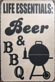 BEER and BBQ Tin Metal Sign Vintage Retro Rustic Look .. MAN CAVE - Bar- AU SELLER