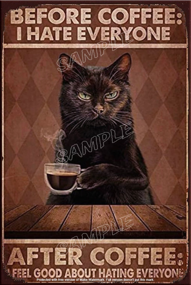 BEFORE COFFEE, AFTER COFFEE Retro/ Vintage Tin Metal Sign Man Cave, Wall Home Décor, Shed-Garage, and Bar