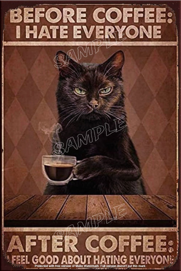 BEFORE COFFEE, AFTER COFFEE Retro/ Vintage Tin Metal Sign Man Cave, Wall Home Décor, Shed-Garage, and Bar