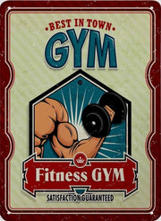 BEST TOWN FITNESS GYM Retro/ Vintage Tin Metal Sign Man Cave, Wall Home Decor, Shed-Garage, and Bar