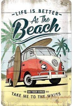 BETTER LIFE AT THE BEACH Rustic Look Vintage Tin Metal Sign Man Cave, Shed-Garage, and Bar