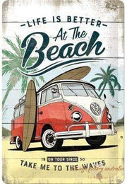 BETTER LIFE AT THE BEACH Rustic Look Vintage Tin Metal Sign Man Cave, Shed-Garage, and Bar