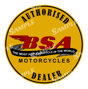 BSA AUTHORISED DEALER Retro/ Vintage Round Metal Sign Man Cave, Wall Home Décor, Shed-Garage, and Bar