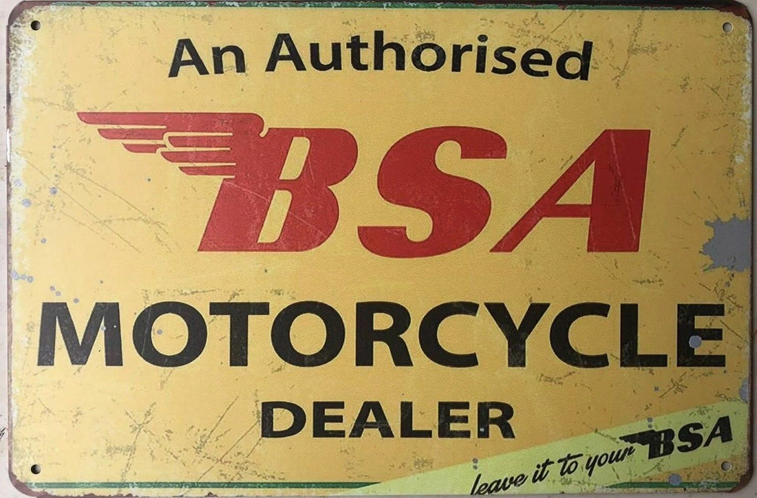 BSA MOTORCYCLE Garage Rustic Look Vintage Tin Signs Man Cave, Shed and Bar Sign, - Tin Sign Factory Australia