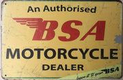 BSA MOTORCYCLE Garage Rustic Look Vintage Tin Signs Man Cave, Shed and Bar Sign,