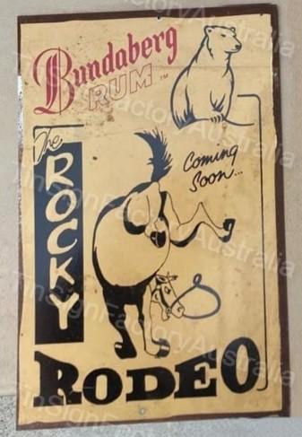 BUNDABERG RUM ROCKY RODEO 20x30 CM Sign | Screen Printed By AUSTRALIAN COMPANY